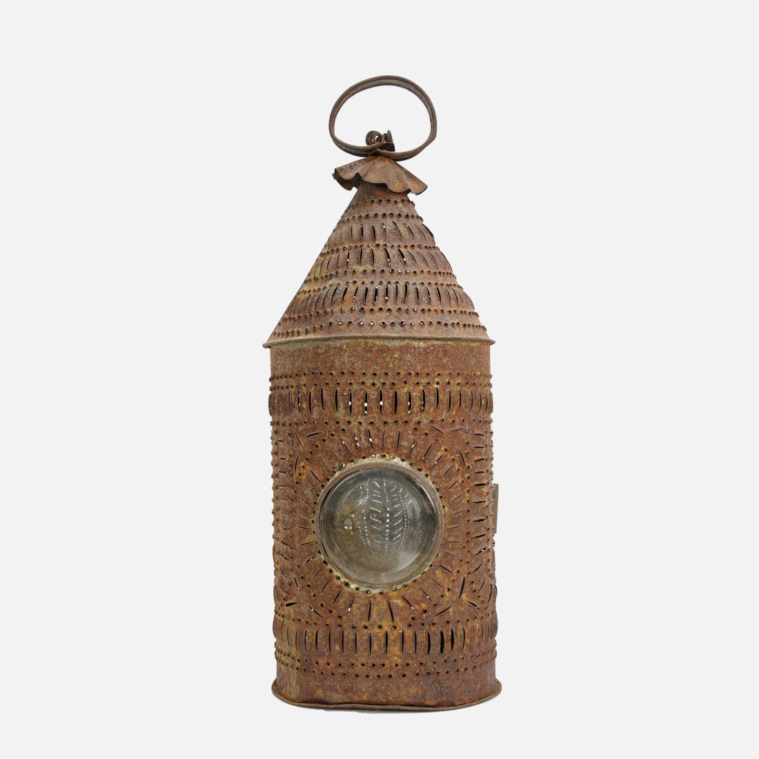 Antique 19thC Punched Tin Lantern with Glass Lens (1 of 11)