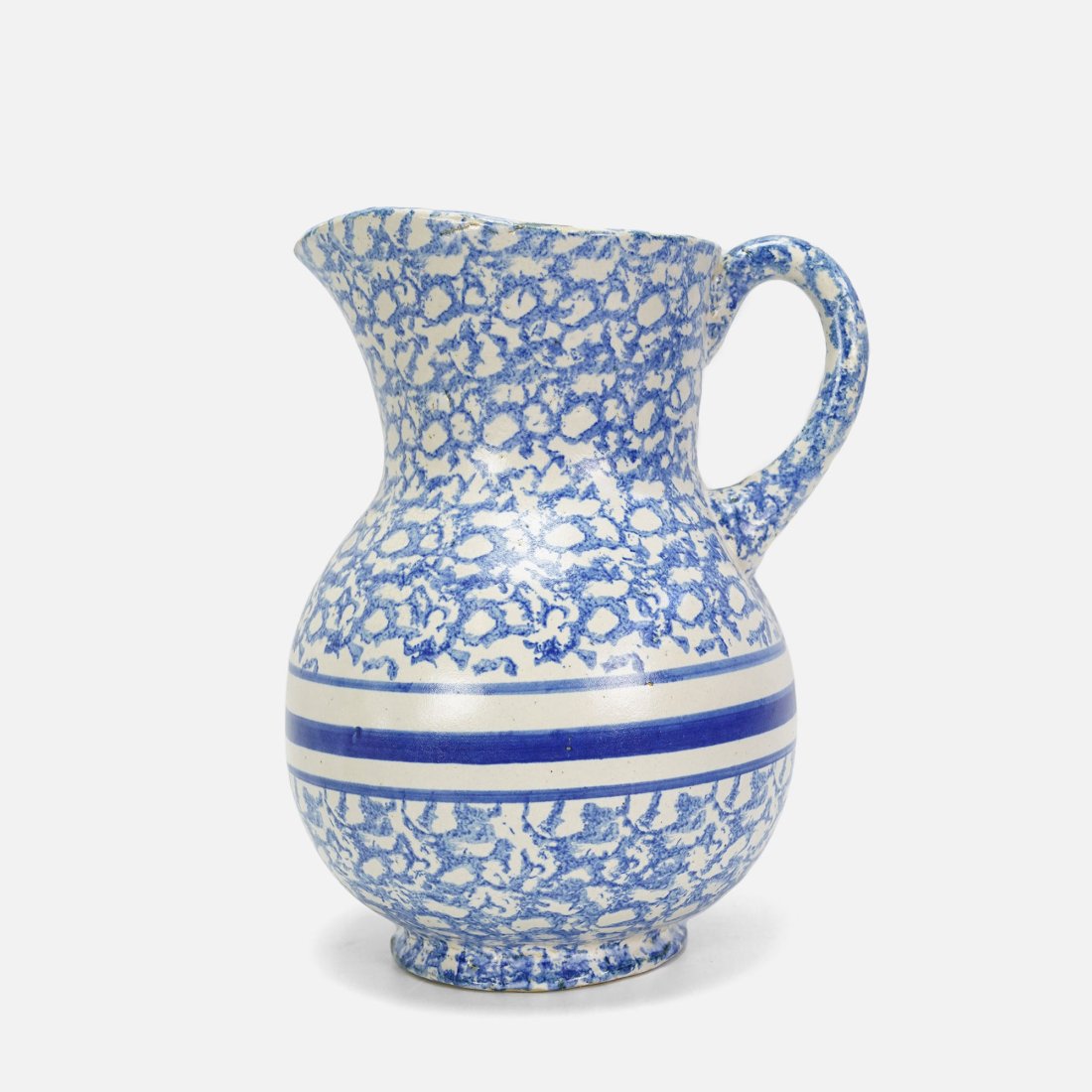 Antique American Blue Spongeware Stoneware Water Pitcher (1 of 15)