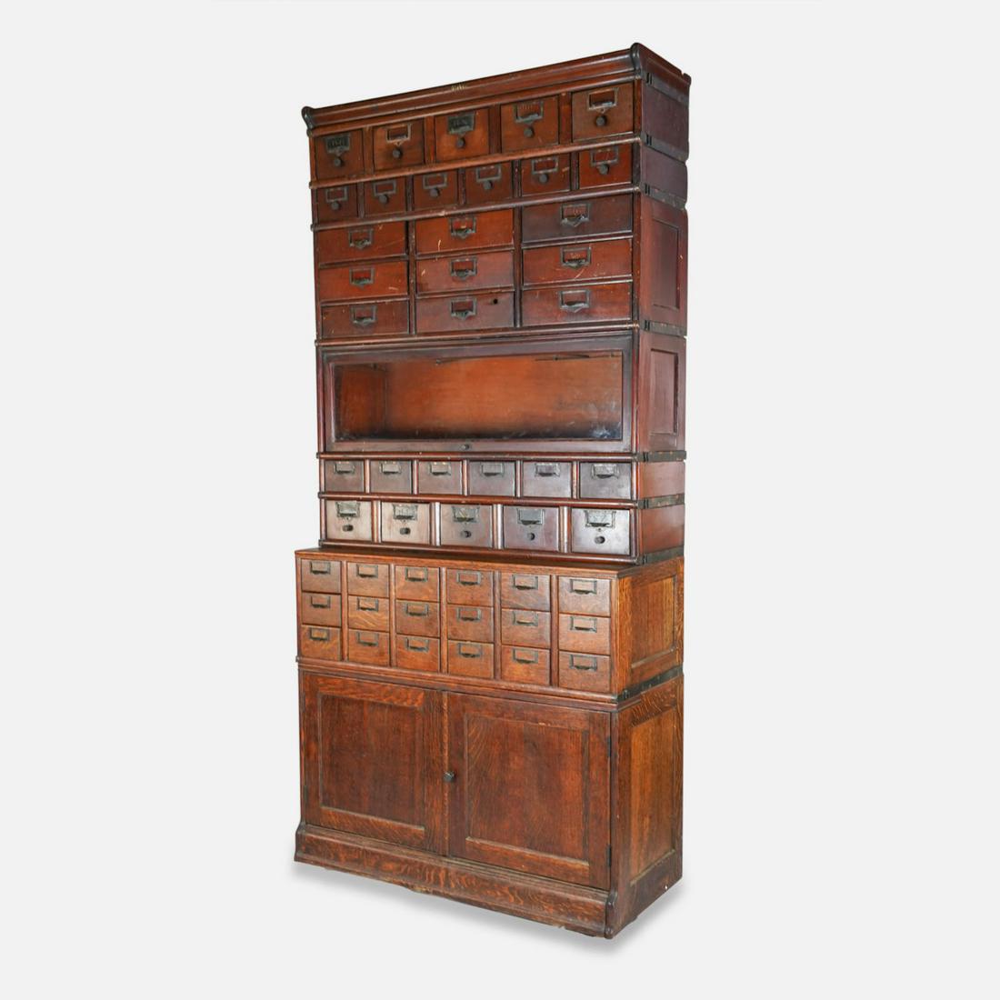 Fantastic Globe Wernicke Oak and Cherry Eight Section Lawyer's Bookcase File Cabinet (1 of 13)