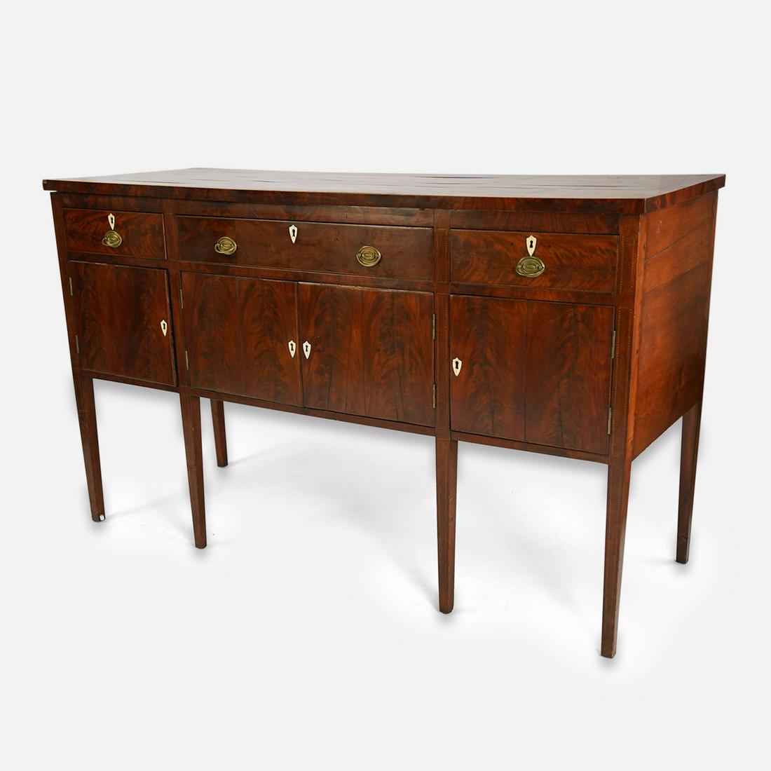 Fine Antique 19thC American Sheraton Four Door Mahogany Sideboard (1 of 17)