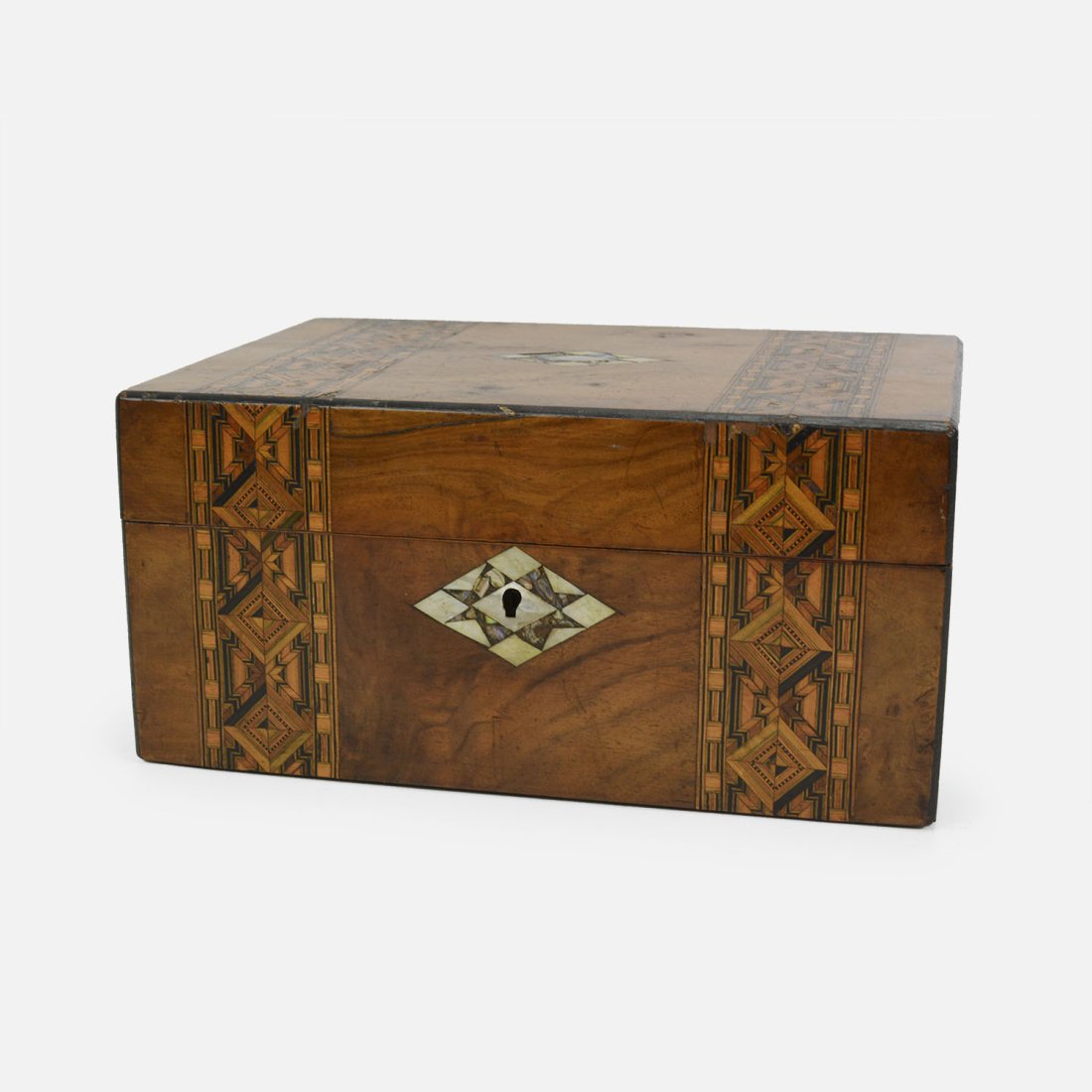 Antique 19thC Wooden Tunbridge Ware Necessaire Sewing Box (1 of 14)