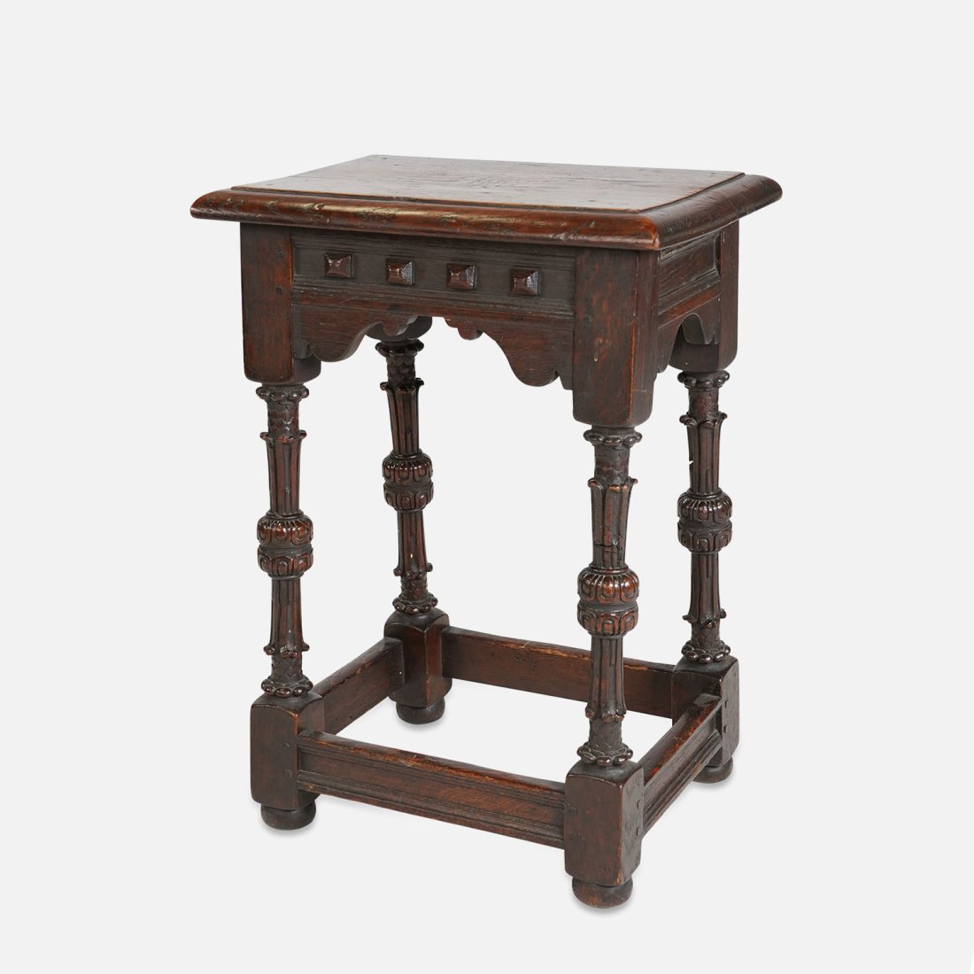 Antique Early 18th-19thC English Oak Wood Joint Stool (1 of 12)