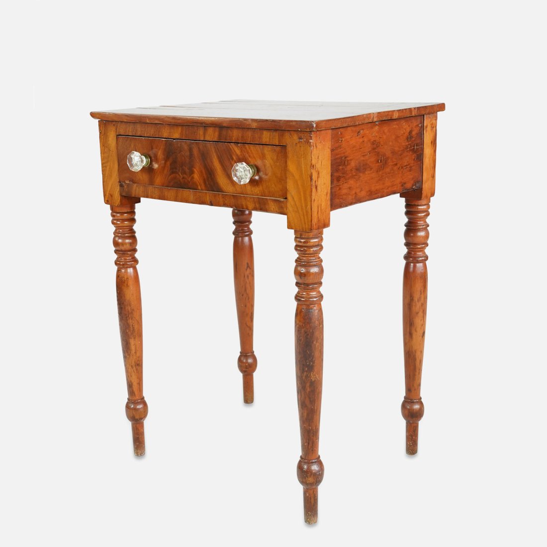 Antique American 19thC One-Drawer Cherry Veneer and Pine Tall Table Stand (1 of 12)