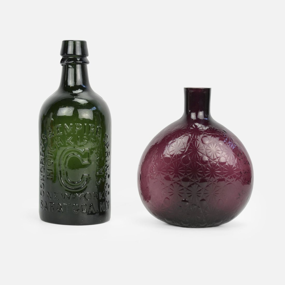 Two Glass Bottles Antique Green and Vintage Purple (1 of 20)