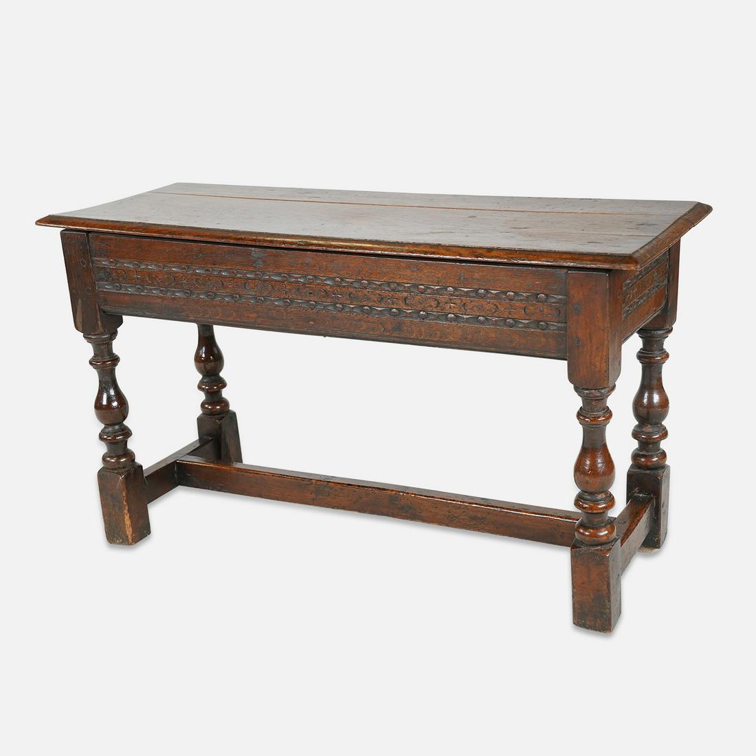 Antique 18th-19thC French Carved Oak Trestle Lift Top Bench (1 of 14)