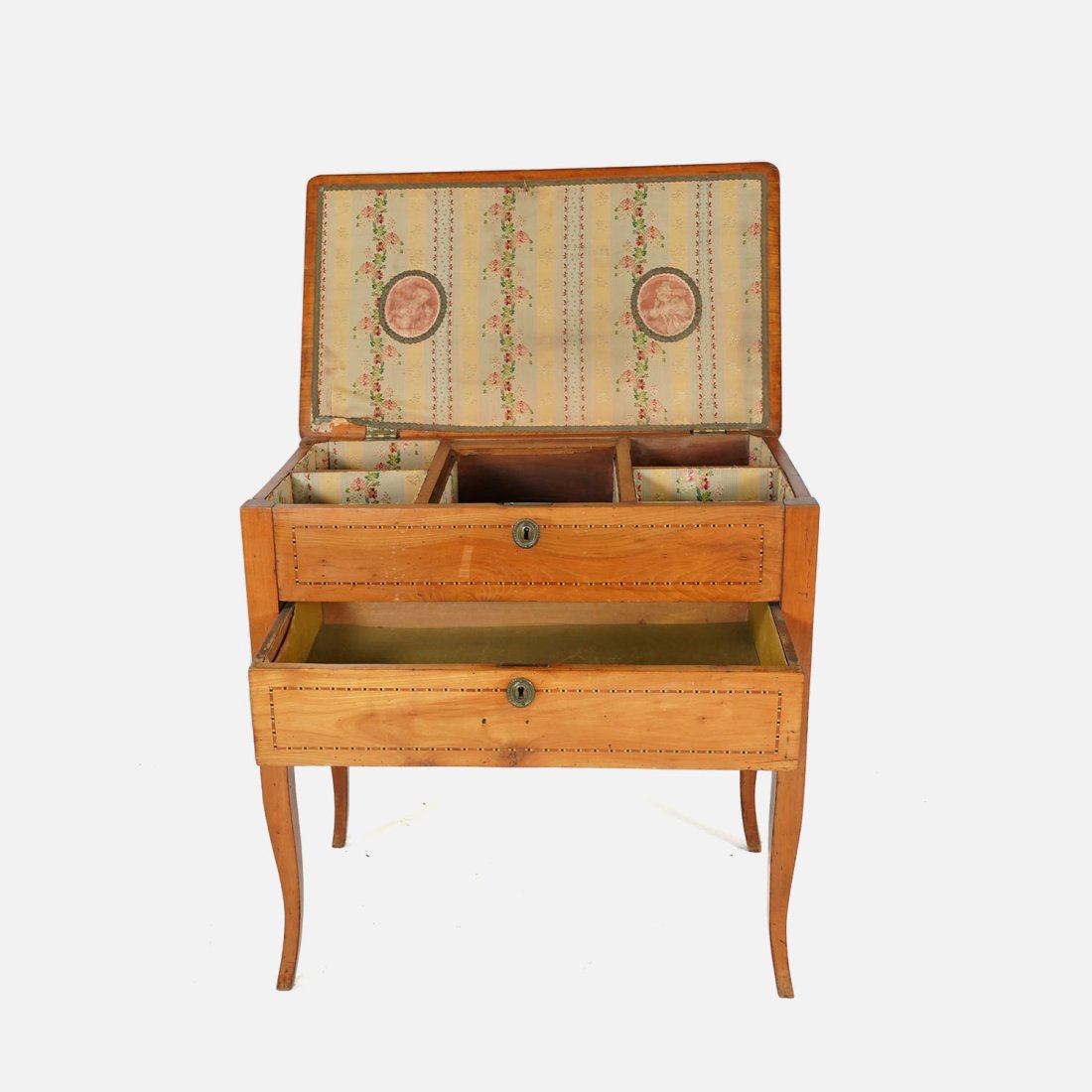 Antique English Hepplewhite Style Fruit Wood Ladies Lift-Top Vanity (1 of 17)