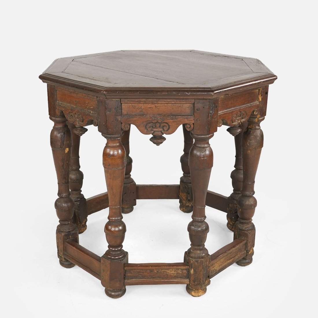 Rare Antique 18thC French Walnut Tall Octagonal Eight Leg Center Table (1 of 15)