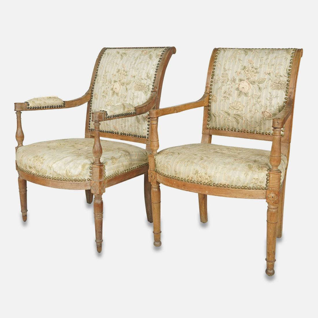 Two Antique 18th-19thC French Beechwood Upholstered Armchairs (1 of 19)