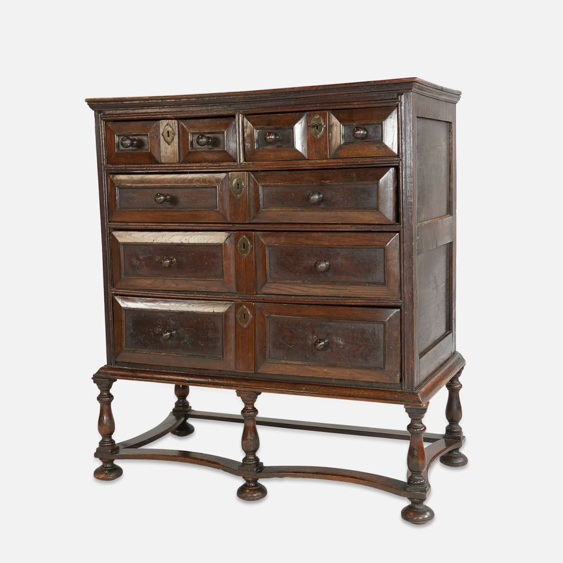 Antique 17thC William and Mary English Oak Five Drawer Chest on Frame Stand (1 of 20)