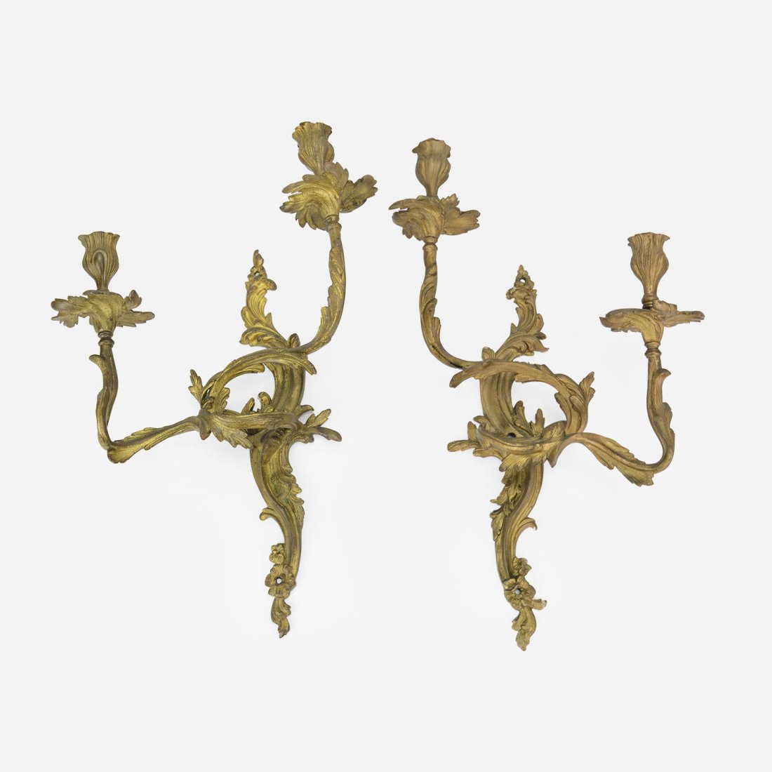 Fine Cast Bronze Two-Light Baroque Candle Wall Sconces (1 of 15)