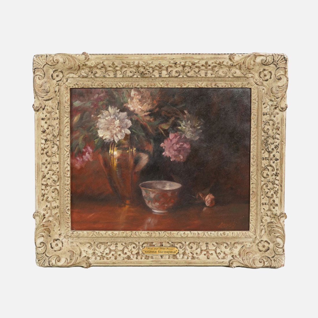 Stephen Satterfield Signed Oil Painting Pink and White Peonies (1 of 7)