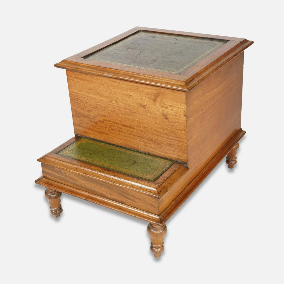 Vintage American Pine Wood and Leather Lift Top Library Steps (1 of 15)