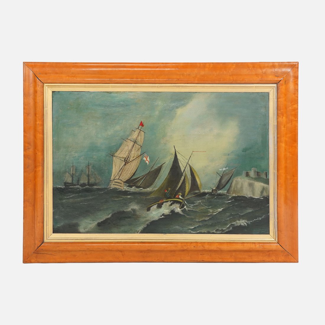 Antique 18th-19thC Continental School Oil Painting Ships on Rough Sea (1 of 7)