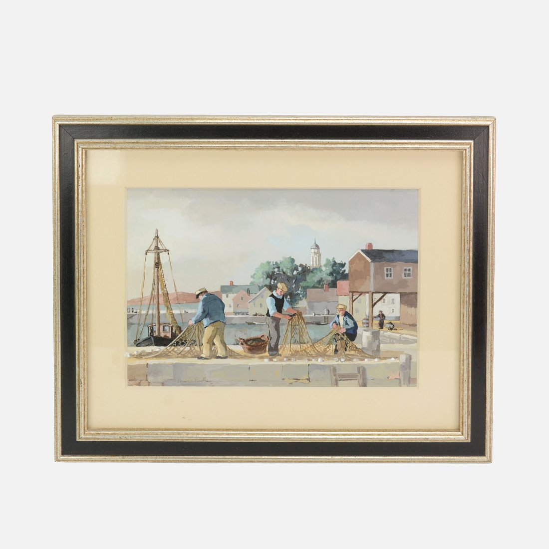 Andree Ruellan Modernist Gouache Painting Mending Nets Rockport (1 of 5)