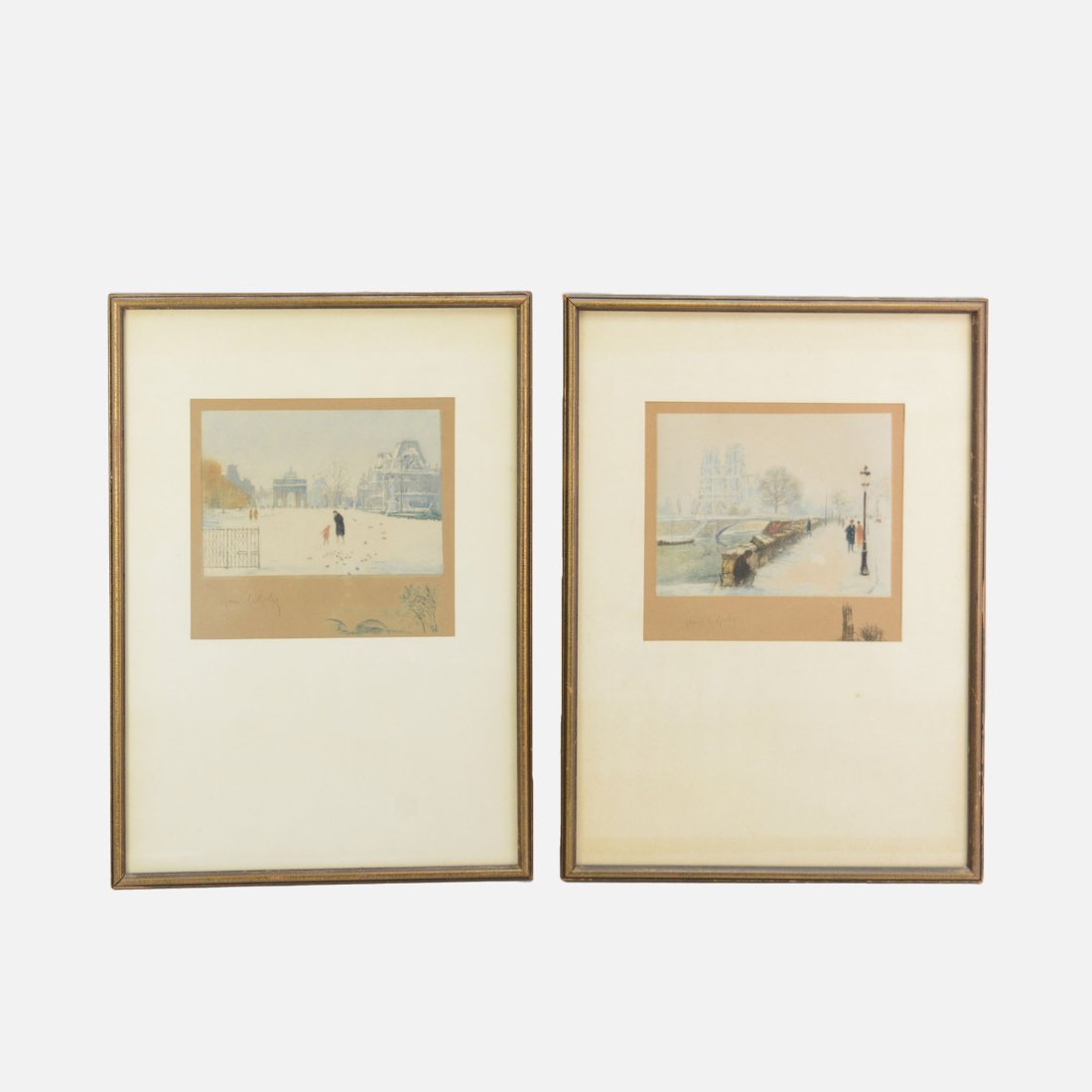 1920s Framed Pair Color Aquatint Prints Signed by Henri LeRiche (1 of 13)