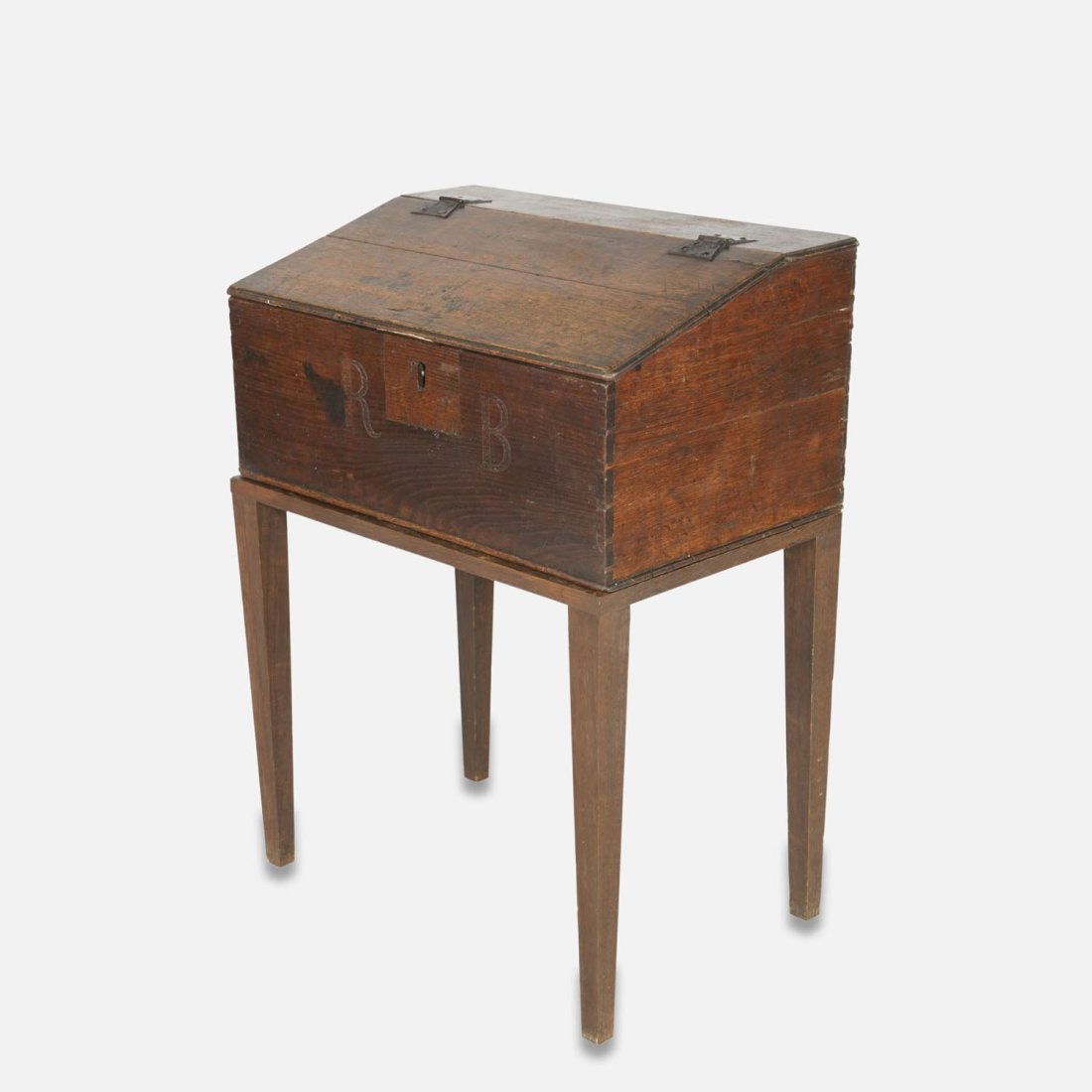 Antique 18thC Slant Top Lidded Book Desk on Later Custom Stand (1 of 15)