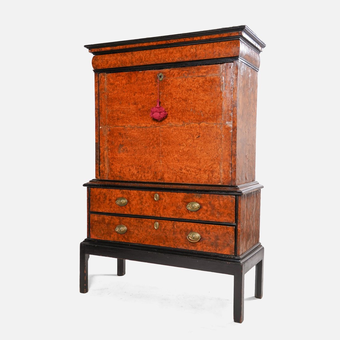 Antique Mid 19thC Burlwood Biedermeier Style Abbatant Secretary Desk Chest of Drawers (1 of 20)