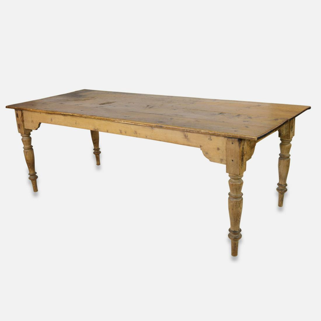 Antique 19thC French Pine Large Dining Farm Table w/Turned Baluster Legs (1 of 13)