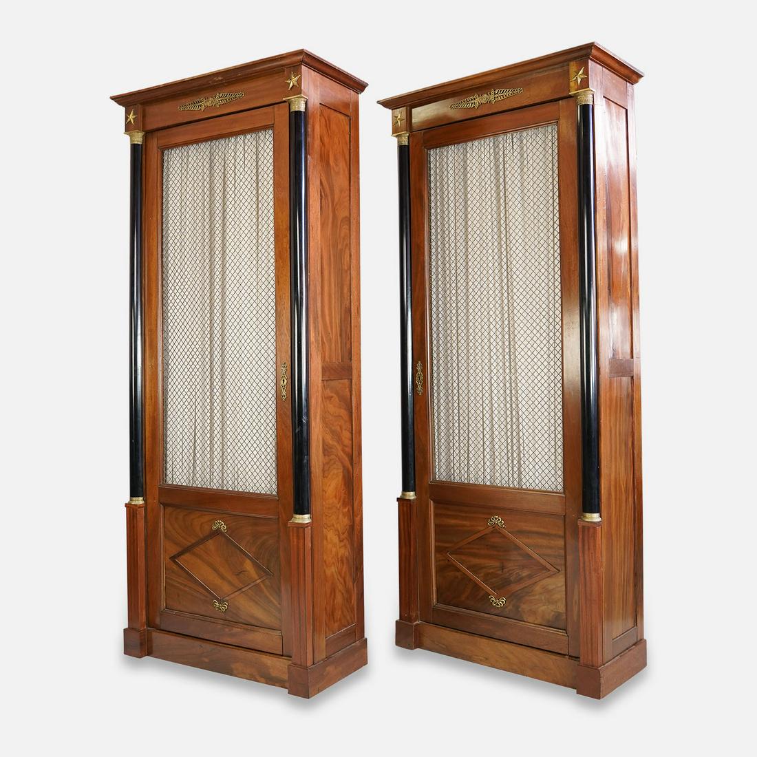 Fine Bench Made 20thC Empire Style Narrow Bookcase One Door Cabinets (1 of 17)