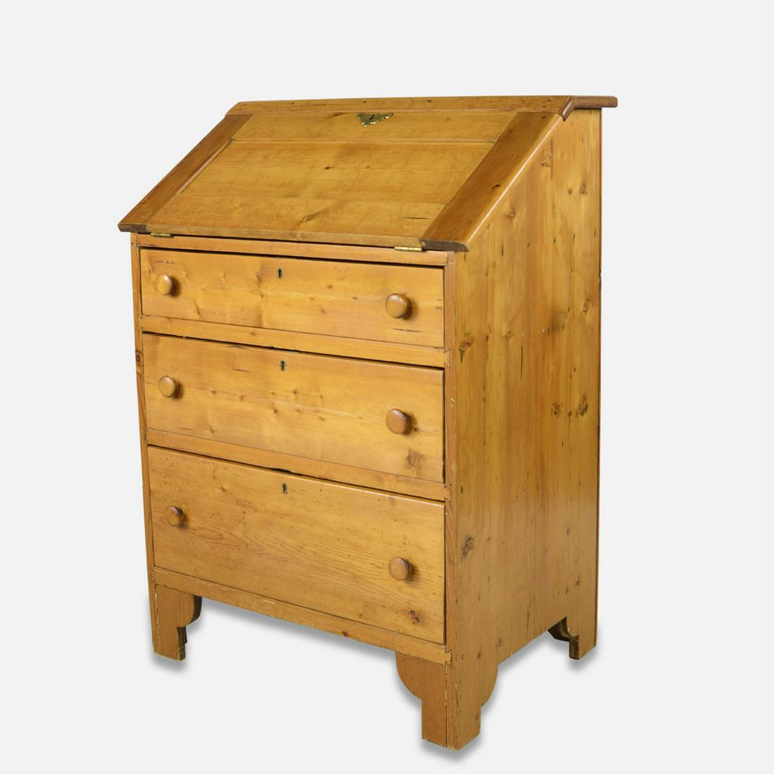 Vintage Pine Slant Top Writing Desk Chest of Drawers (1 of 10)