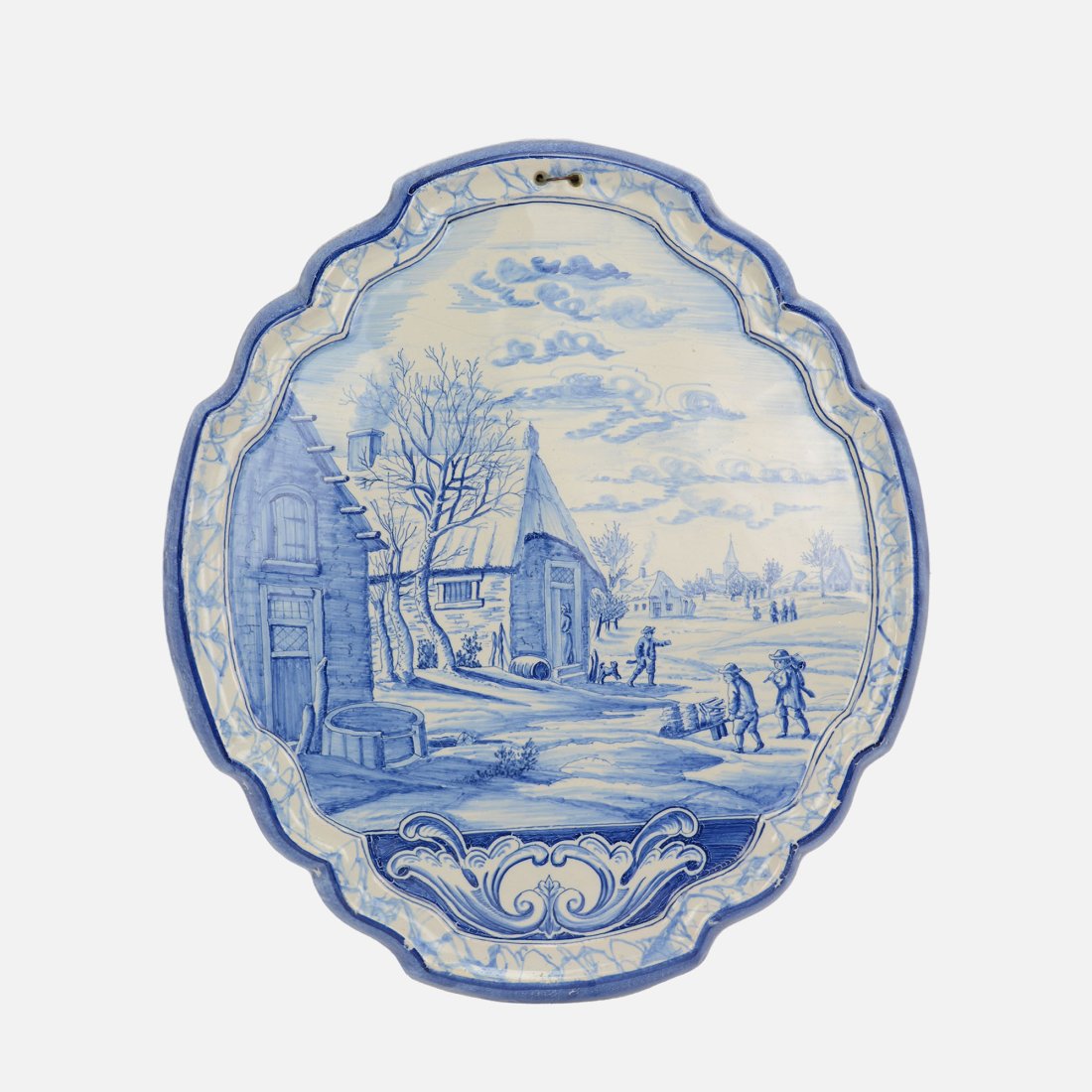 Dutch Delft Blue & White Plaque of Country Town Scene (1 of 7)