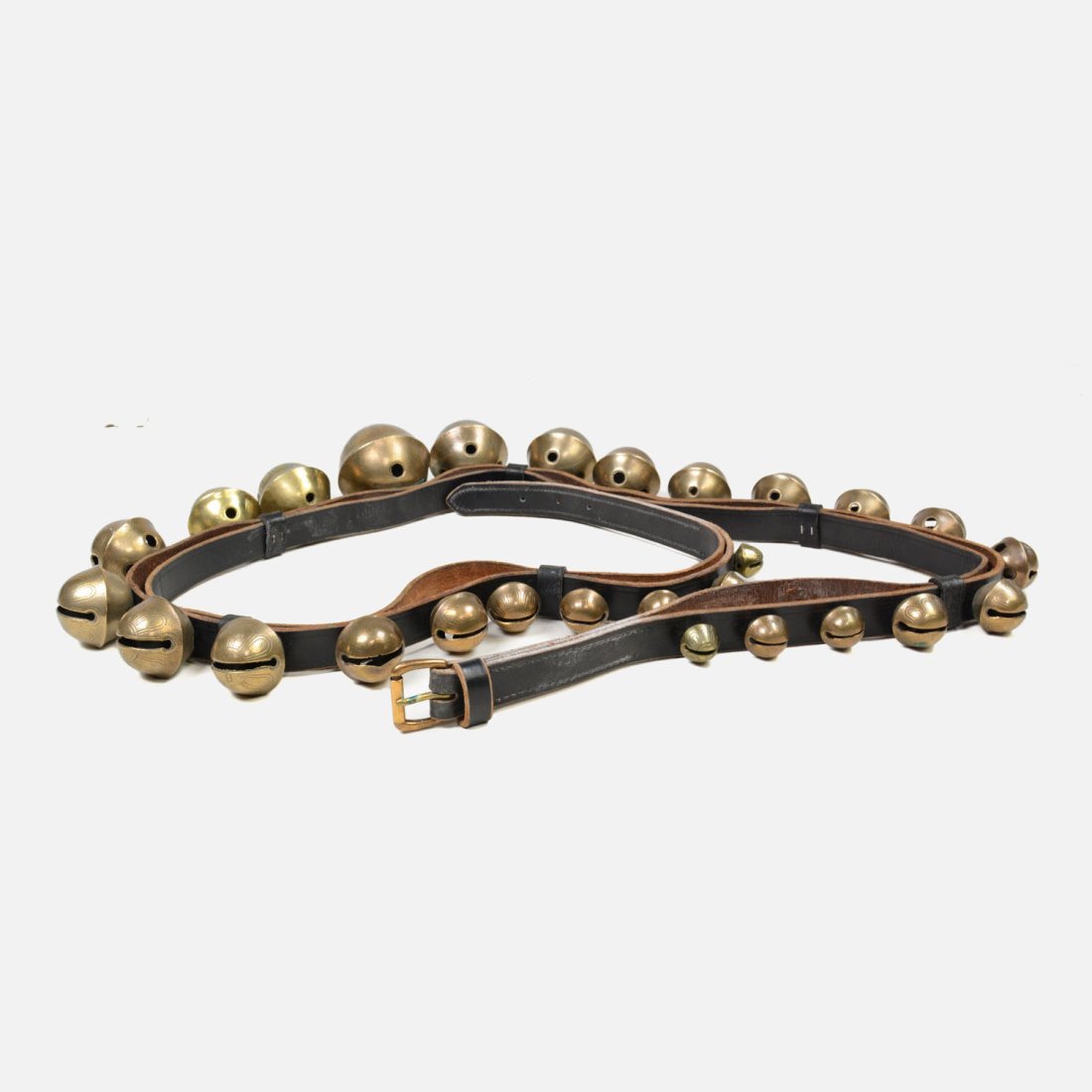 27 Embossed Brass Christmas Sleigh Bells on Excl Cond Leather Harness (1 of 11)