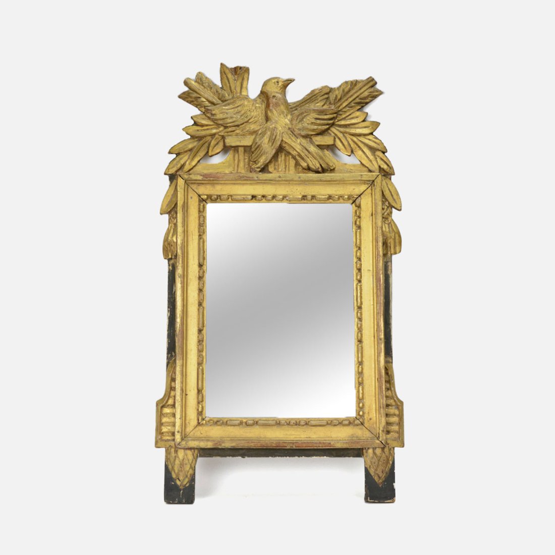 Antique 19thC European Folk Art Carved Giltwood Wall Mirror w/Bird (1 of 12)