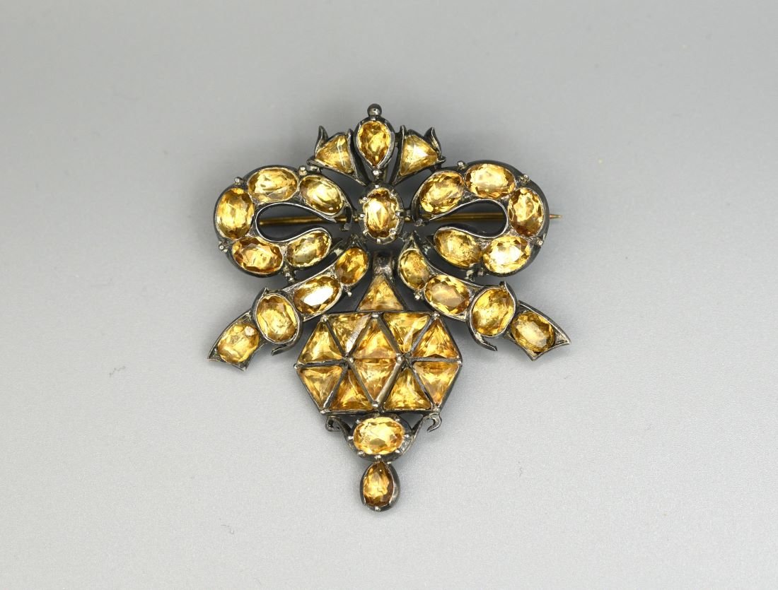 Antique Georgian Colored Paste Foil Back Silver Corsage Brooch (1 of 10)