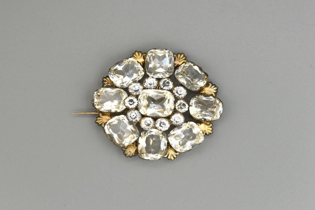 Antique Georgian Clear Paste Silver Gold Brooch (1 of 15)