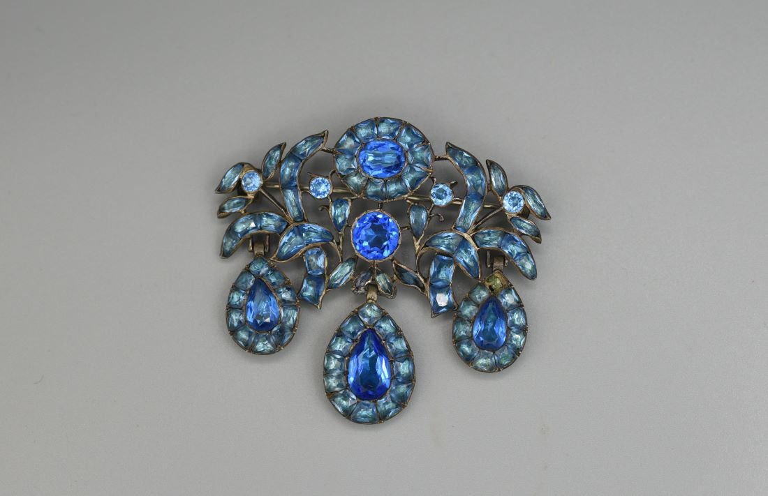 Antique Georgian Silver Colored Blue Sapphire Paste Corsage Pendant (1 of 3)