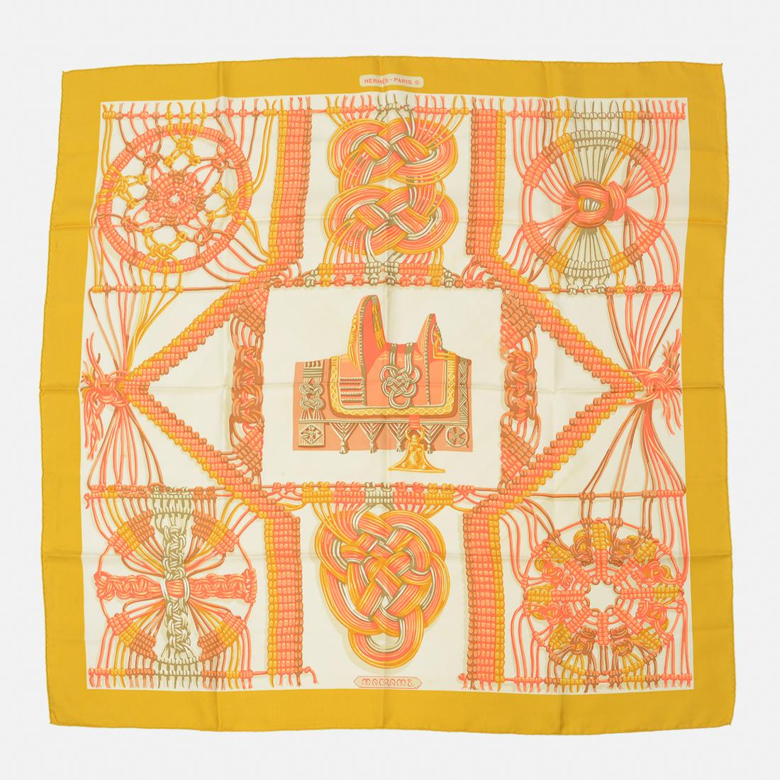 HERMES Macrame Silk Scarf: 100% Silk