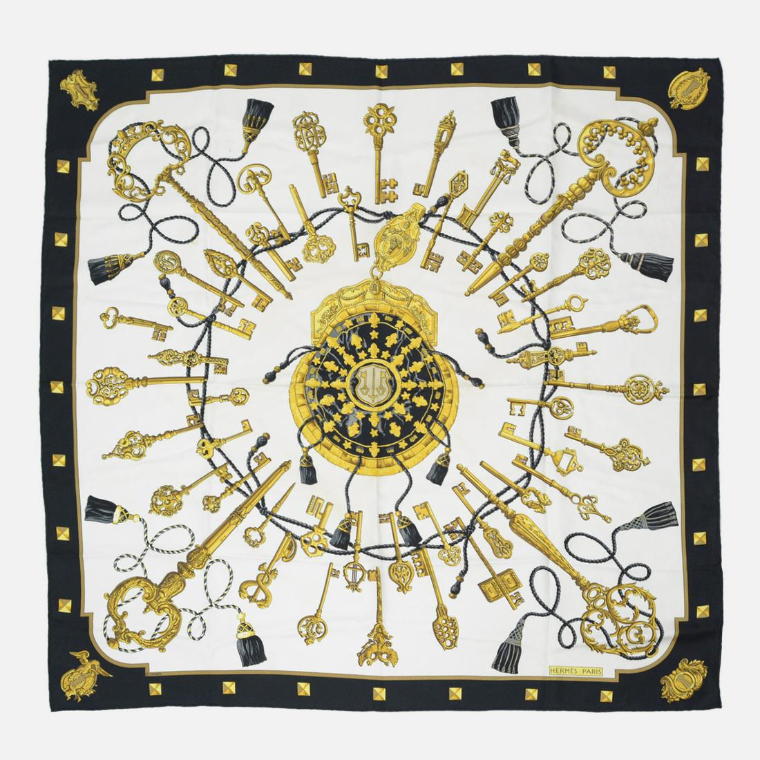 HERMES Blue Les ClÃ©s Key Silk Scarf (1 of 6)