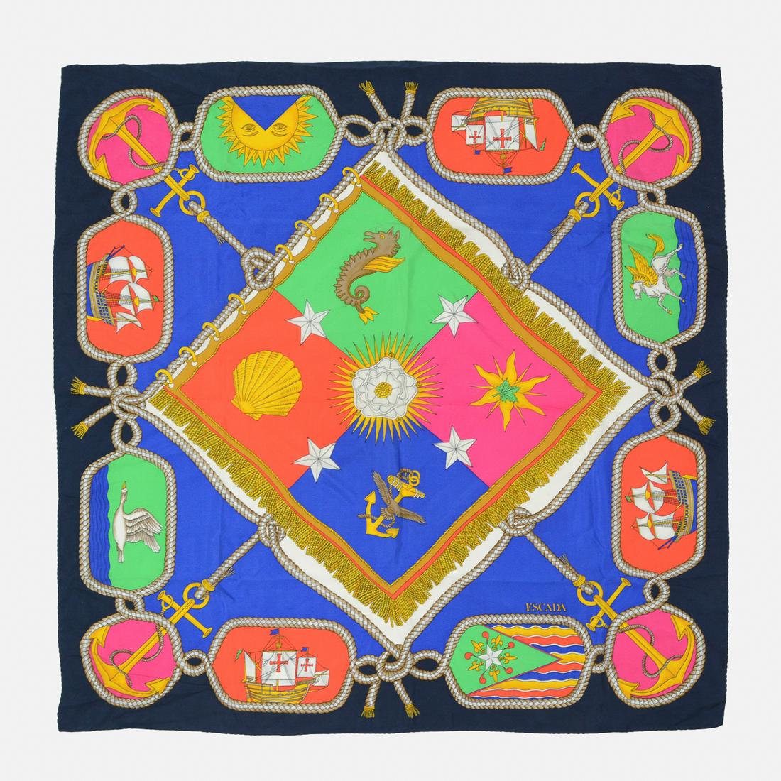 ESCADA  Naval Silk Scarf (1 of 4)