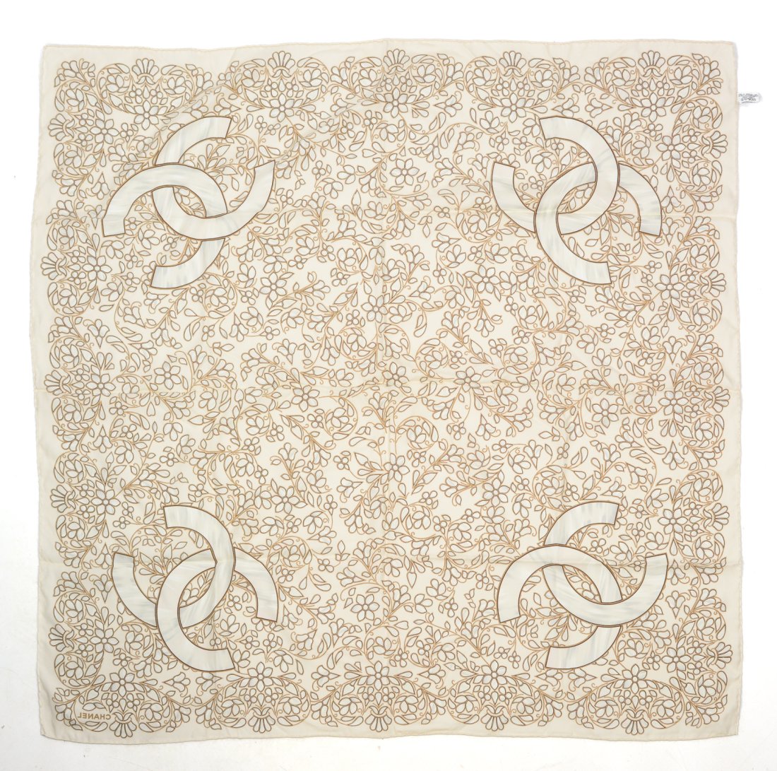 CHANEL Coco Logos Flower Silk Scarf (1 of 5)