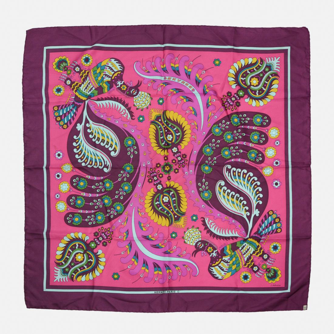 HERMES Skyros Julia Abadie Silk Scarf: 100% Silk