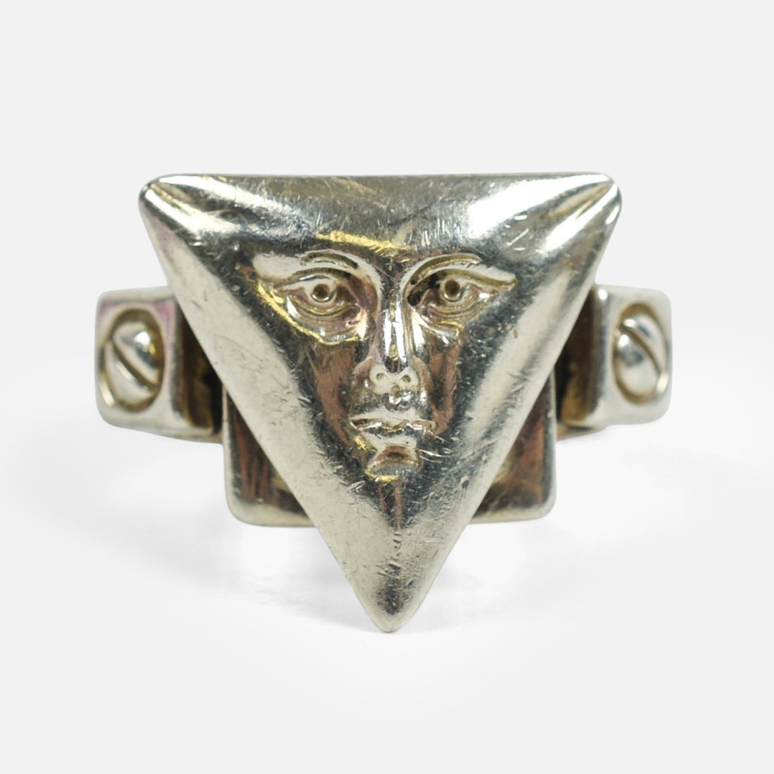 SERGIO BUSTAMANTE Sterling Silver Abstract  Face The Man Ring Size 6.5 (1 of 10)