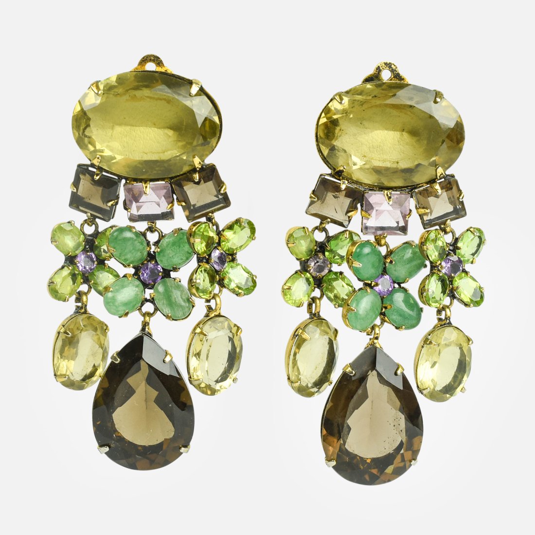 IRADJ MOINI Vintage Gemstone Drop Dangle Clip  Earrings (1 of 5)