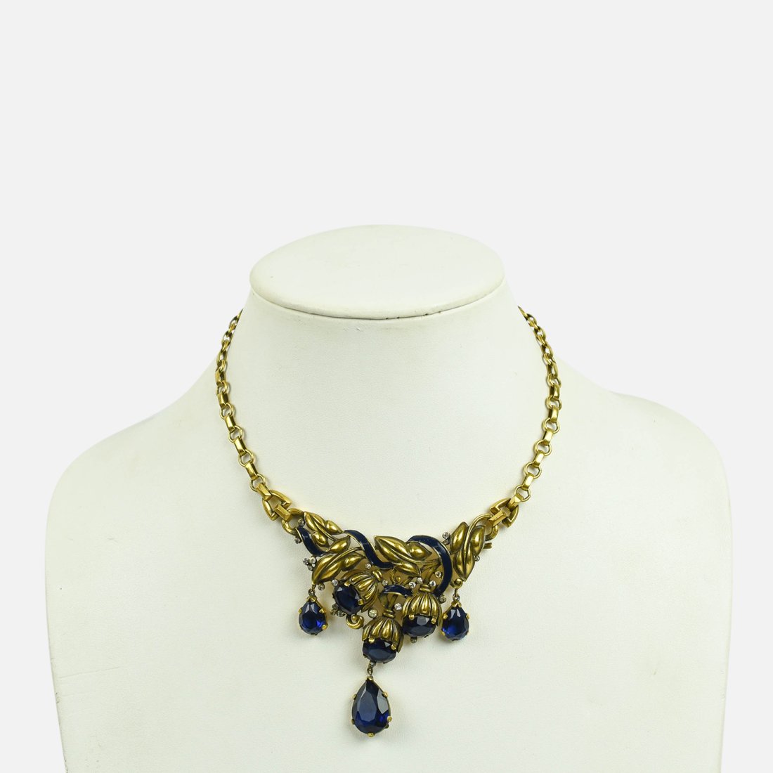 ANTIQUE Enamel  and Rhinestone Statement Necklace (1 of 5)