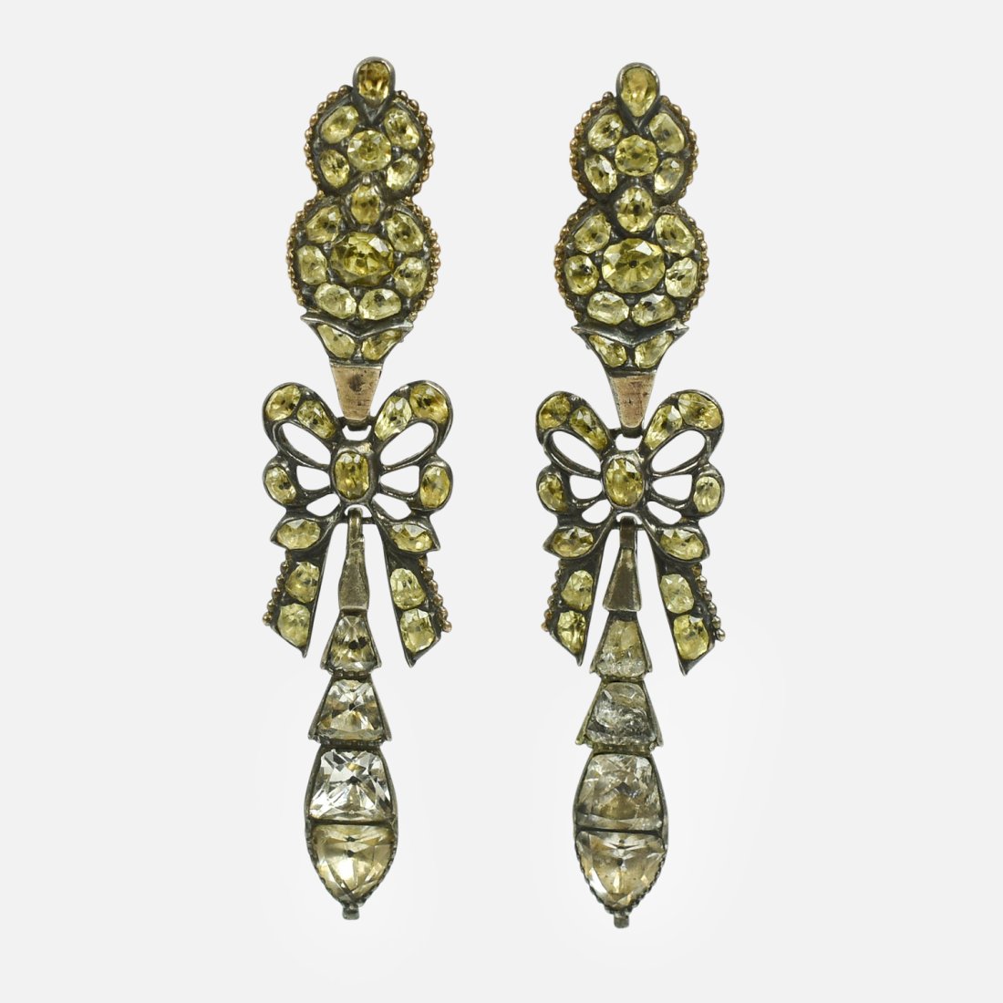 Antique French Dangle Silver Black Dot Paste Earrings Pierced Conversion (1 of 4)