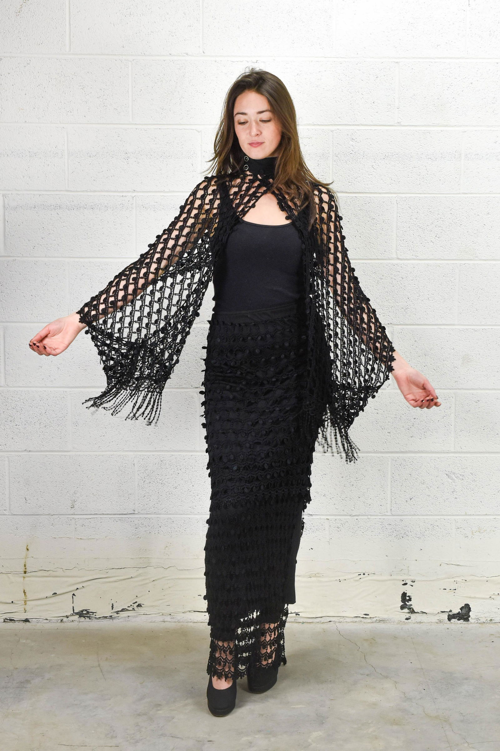 SAM Vintage Two Piece 70's Heavy Lace Skirt and Top Size 4 (1 of 10)