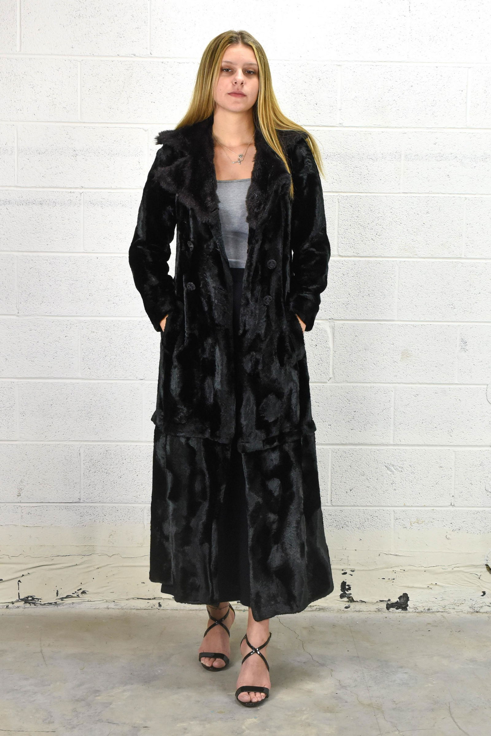 VINTAGE Faux Fur Full Length Jacket Size 10 (1 of 16)