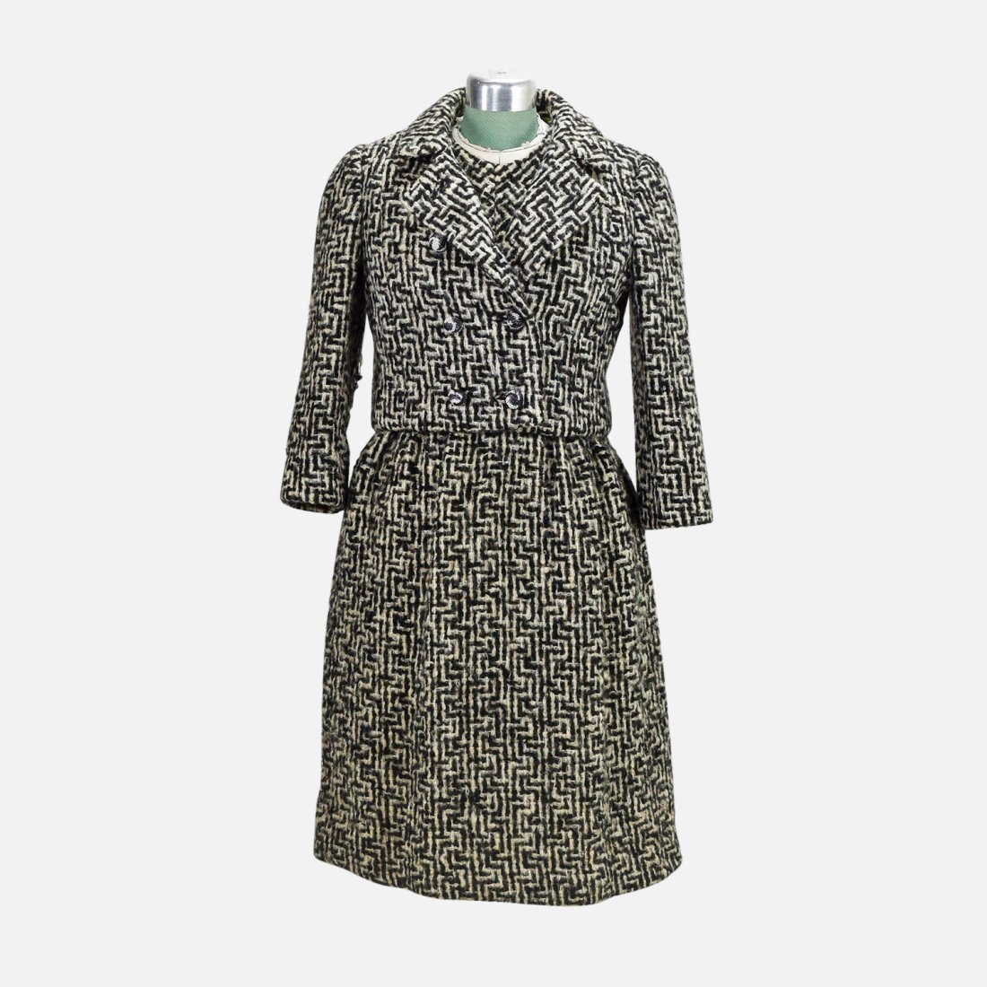 SAMUEL WINSTON BY ROXANE Vintage Wool Boucle Dress and Jacket: Measurements- Length: 37" Shoulder to shoulder: 15" Waist: 10"