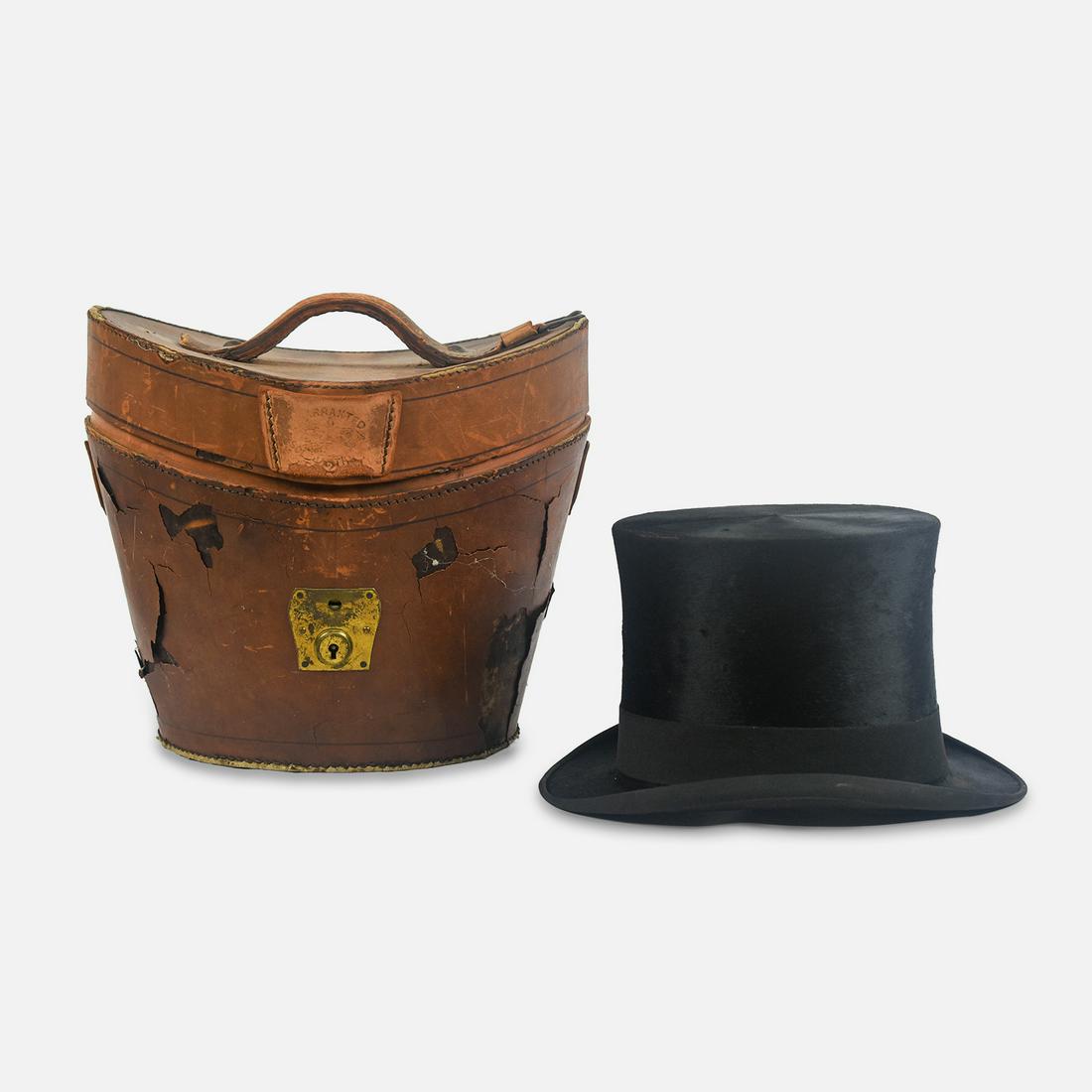 KNOX Antique 19th Top Hat and Leather Top Hat Box (1 of 14)