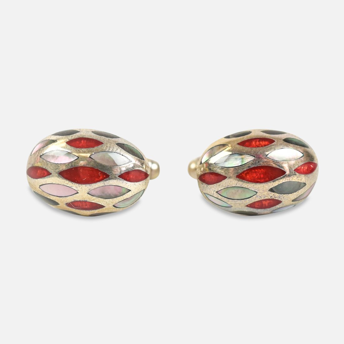 ELIZABETH PARKER Vintage Sterling Silver Enamel  Abalone Cufflinks (1 of 9)