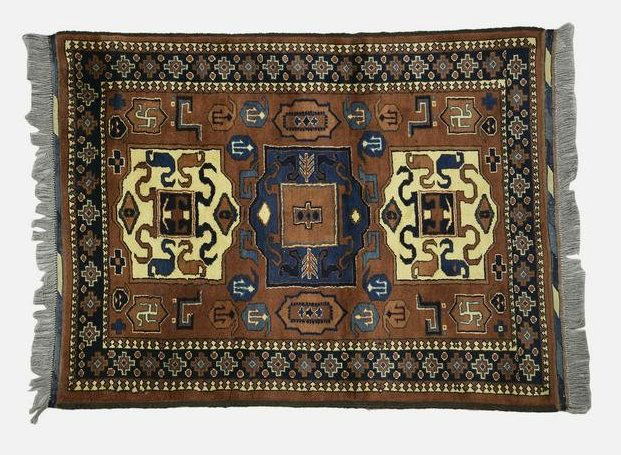 Vintage Wool Kazak Oriental Rug Carpet 4'7" x 3'7" (1 of 9)