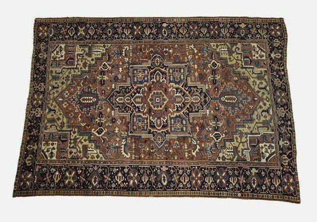 Antique Wool Persian Heriz Hand Knotted Carpet 10'5" x 7'9" (1 of 9)