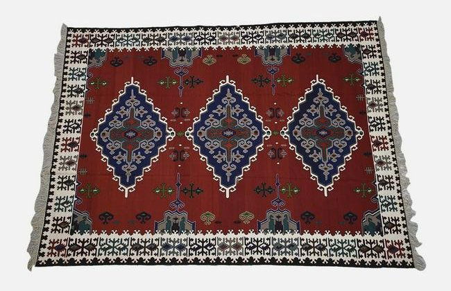 Large Vintage Wool Turkish Flat Weave Carpet 10'10" x 8'5" (1 of 10)