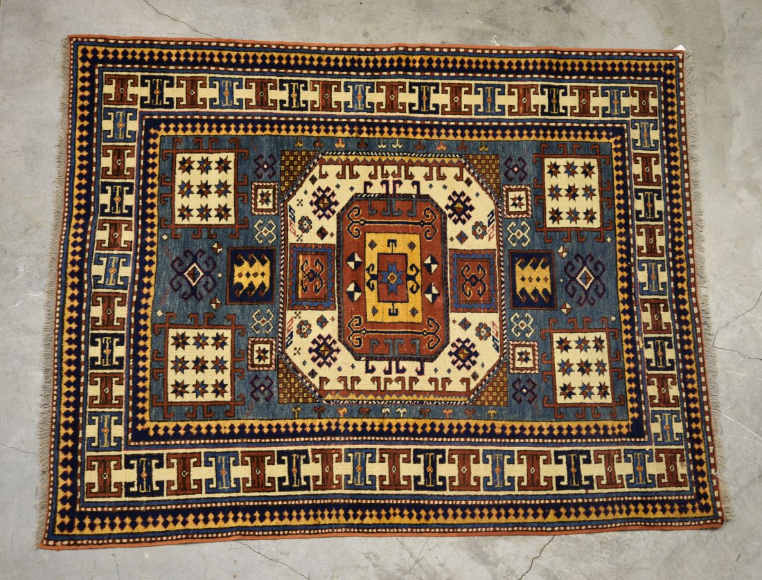 Vintage Wool Oriental Kazak Geometric Rug 6' x 4'8" (1 of 10)