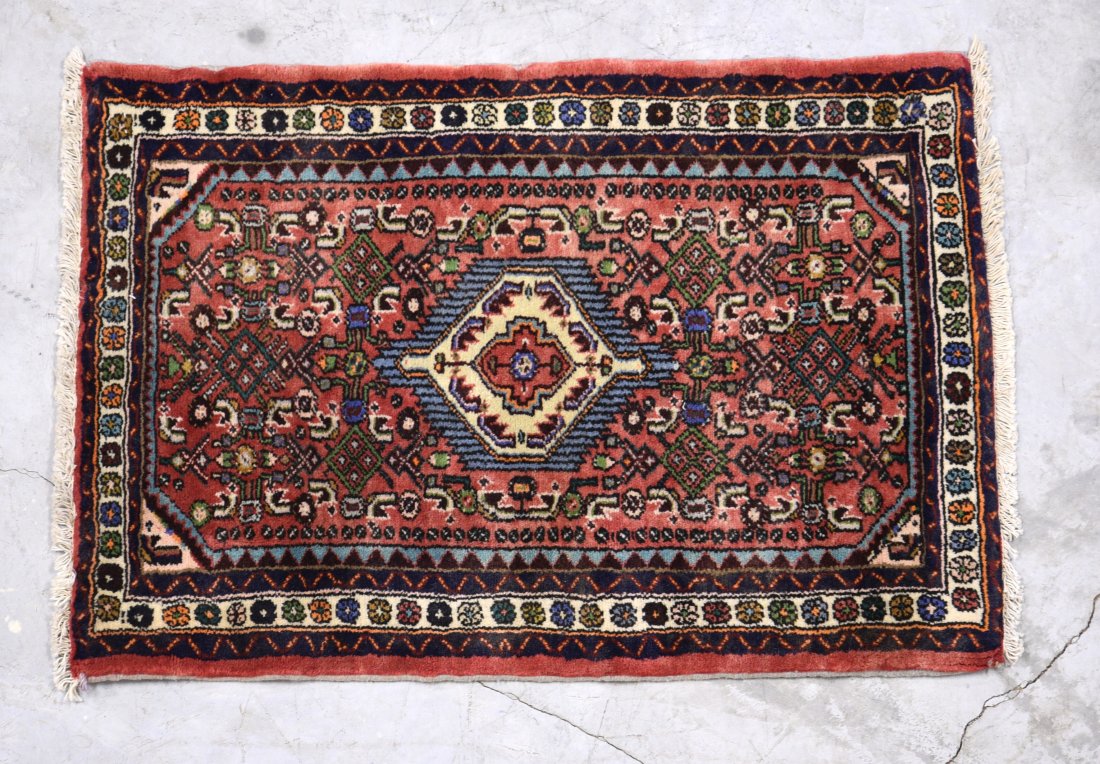 Vintage Wool Persian Sarouk Small Throw Rug 2'11" x 2' (1 of 9)