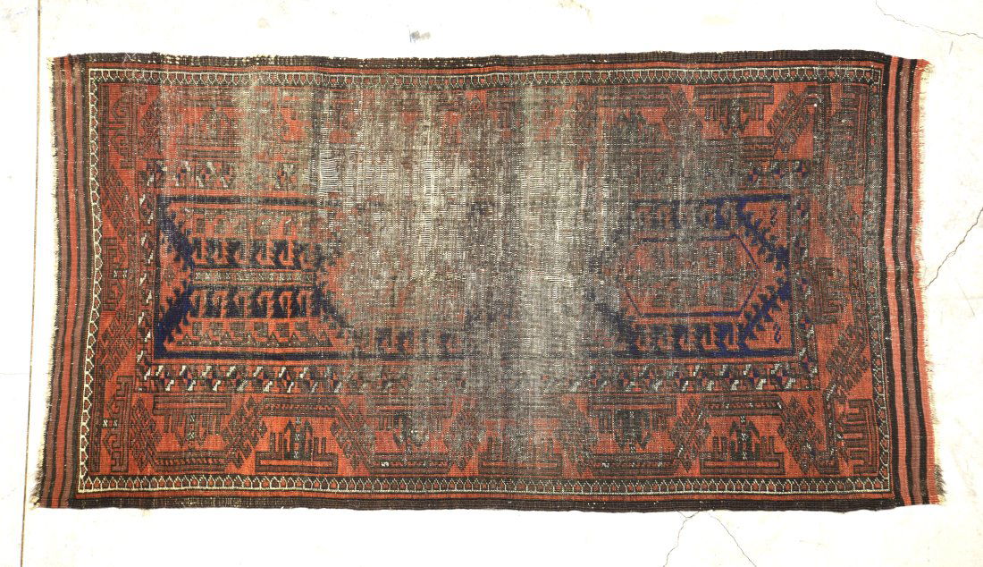 Antique Wool Persian Worn Area Rug 5'11" x 3'1" (1 of 9)